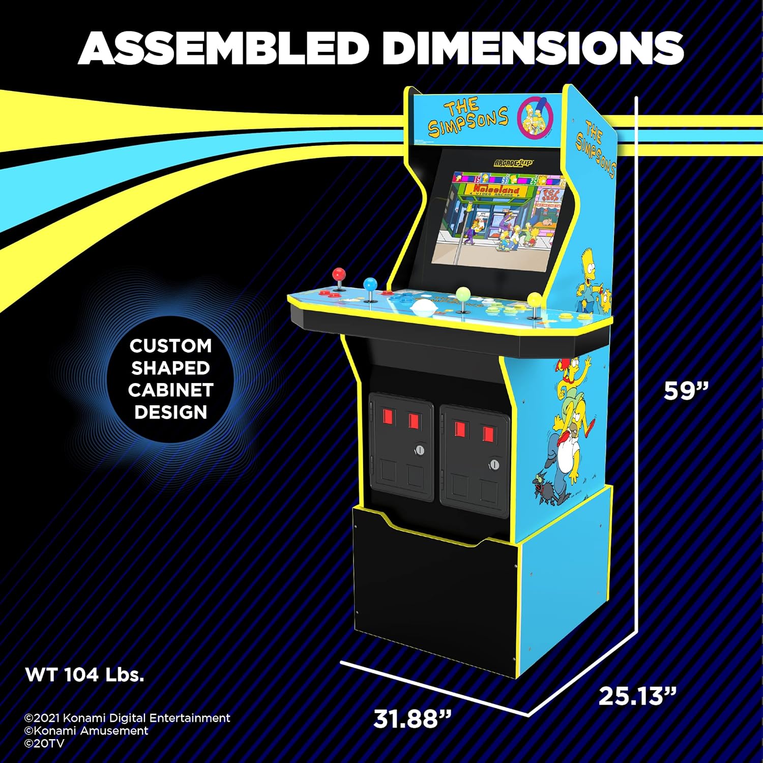 The Simpsons Arcade Machine, 4-Foot, 4 Player Home Arcade Game with WiFi T837