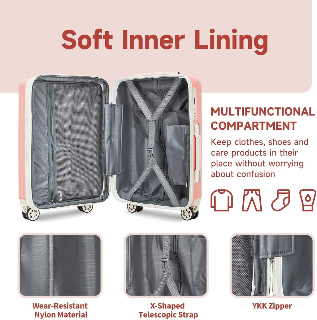 Luggage Set 4 Piece Expandable Hardside with Spinner Wheels TSA Lock O7180
