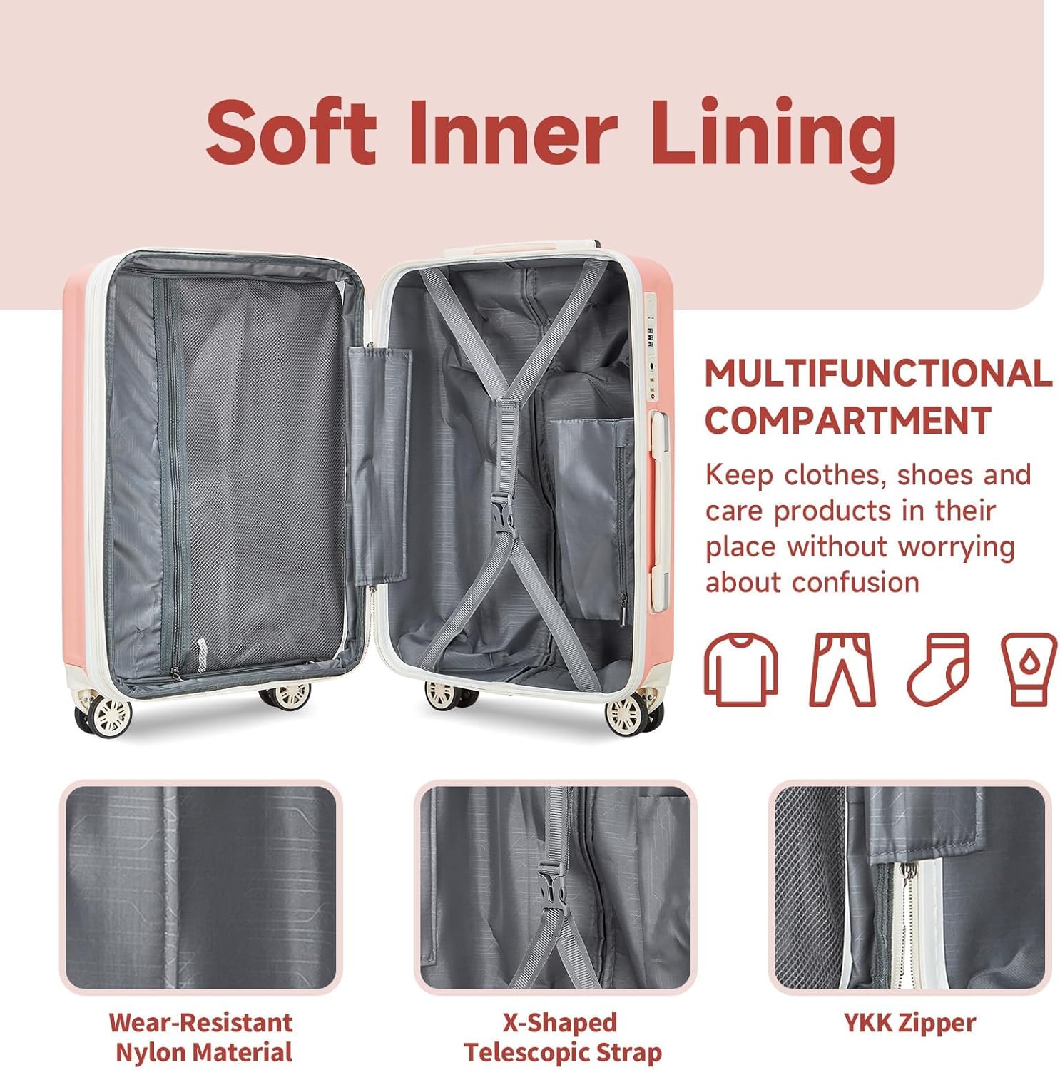 Luggage Set 4 Piece Expandable Hardside with Spinner Wheels TSA Lock O7180
