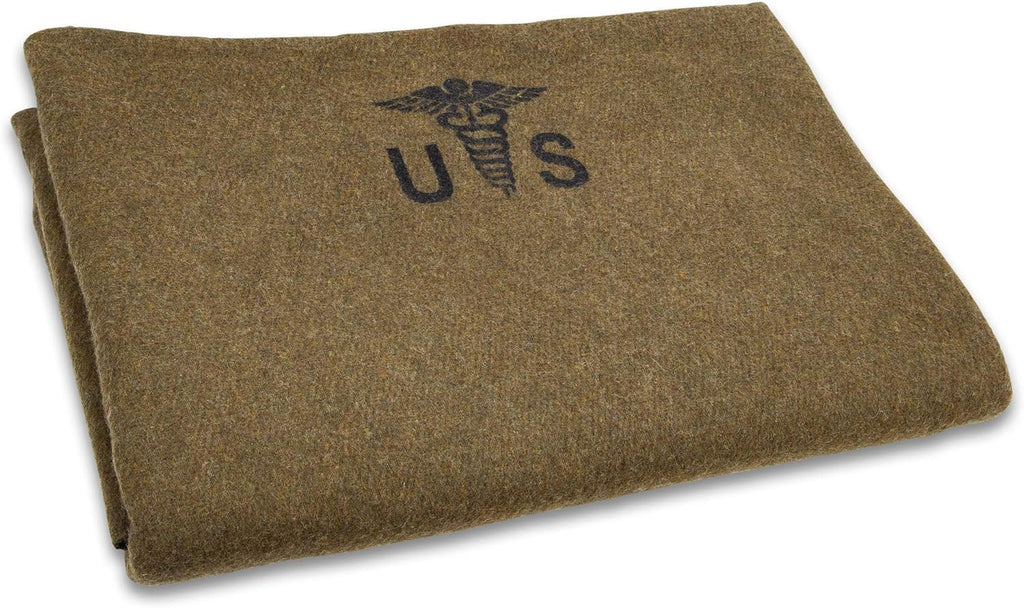 US Army Medic Wool Blanket 80% Wool for Camping Survival H599592
