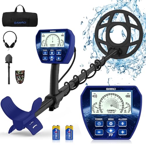OMMO Metal Detector, Analog Pointer Metal Detector for Adults with 4.3IN Backlight Screen 10'' Waterproof Coil, All &Disc&PP Mode, for Detecting Gold Coin Treasure Hunting