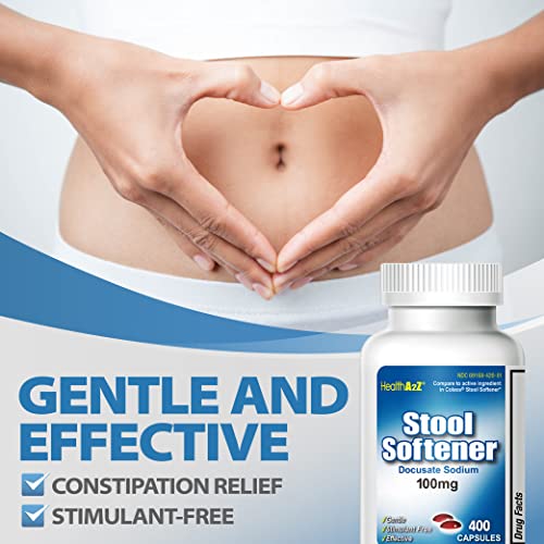 Stool Softener Docusate Sodium 100mg Red & White Capsules Gentle Constipation Relief 400 Counts Q72634