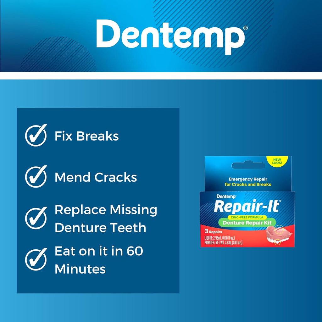 Denture Repair Kit for Broken Dentures, Cracks & Loose Teeth D7749