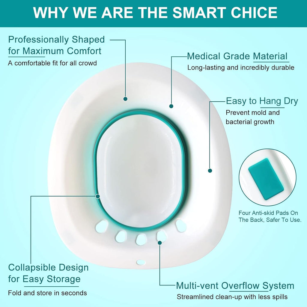 Sitz Bath for Toilet - Foldable for Postpartum Care and Hemorrhoid Relief P64694