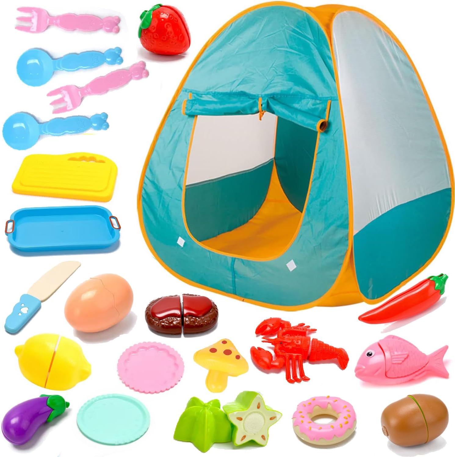 Kids Tent, Pop Up Tent for Kids, Tent with Toys, 21 pcs, for Kids Girls & Boys, Kids Play Tent, Foldable Kids Tent, Indoor & Outdoor