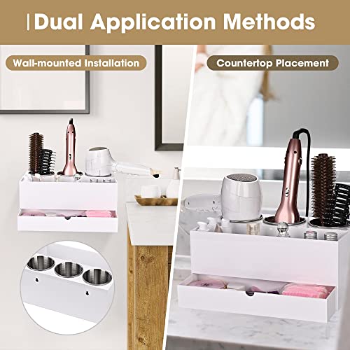 6-Hole Tabletop Blow Dryer & Hair Iron Holder with 3 Outlets, 2 Pack I5386