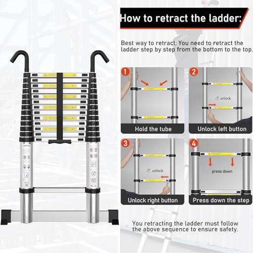 Telescoping Ladder 12.5 FT with Stabilizer Bar I675