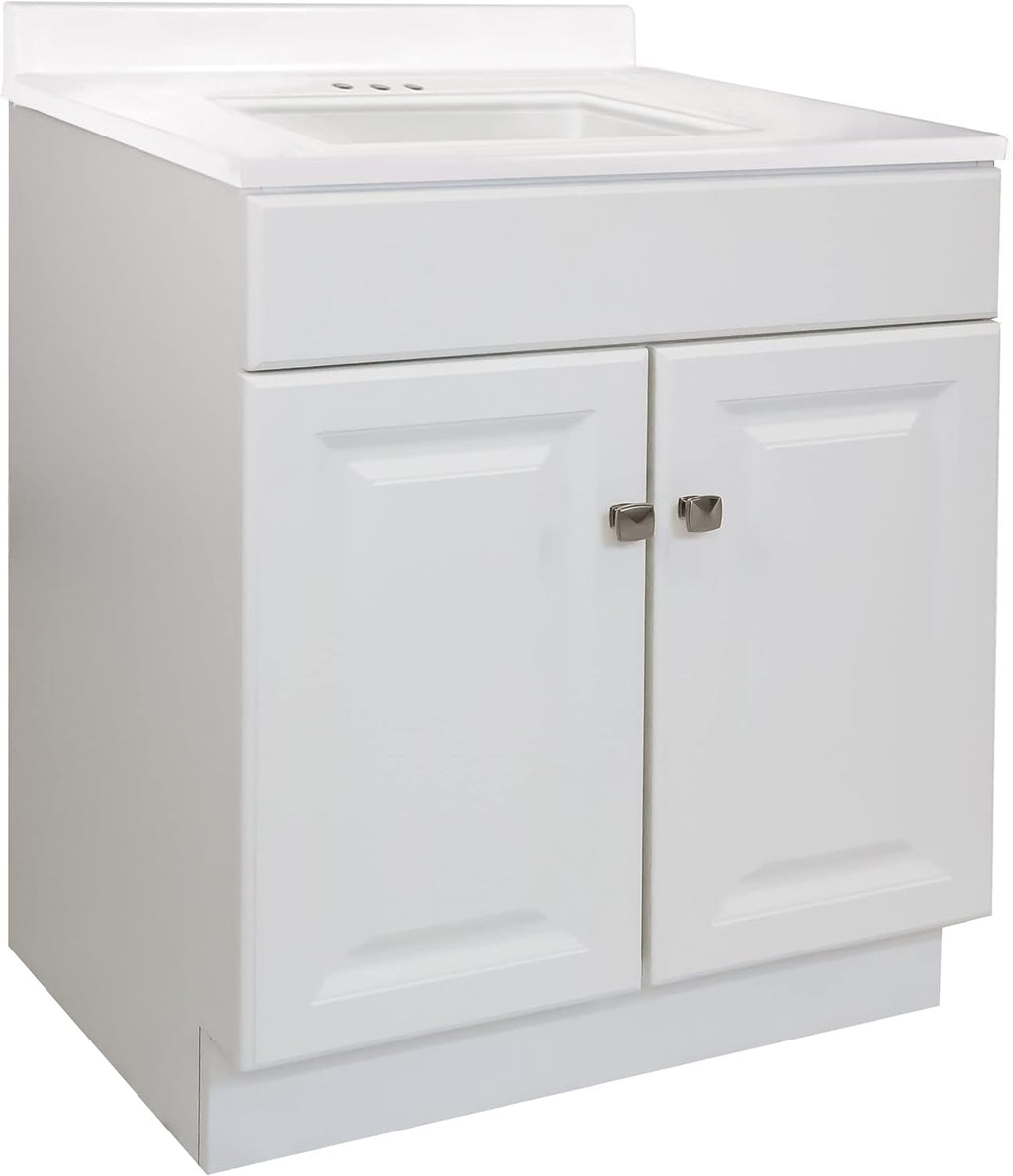 Design House 590877 Wyndham 2-Door Bathroom Cultured Marble 4" Centerset Camilla Vanity Top Unassembled, 31x22, White
