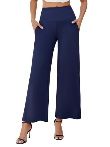 Women's Stretchy Wide Leg Palazzo Lounge Pants with Pockets B791829
