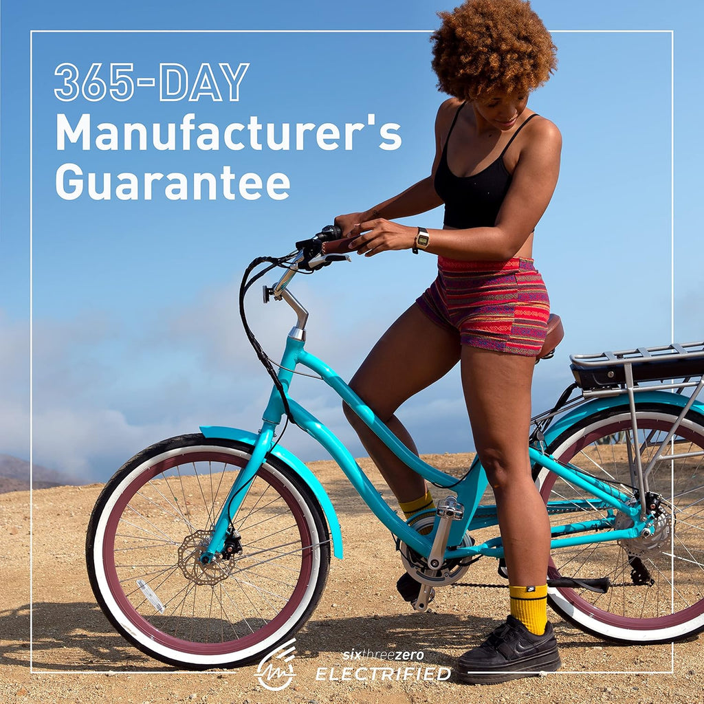 Women's Electric Bike, 7-Speed Step Through Beach Cruiser, 26 Inch Wheels M6546