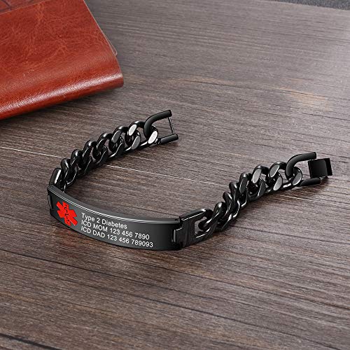 Medical Alert Bracelets for Men and Women Stainless Steel S12111