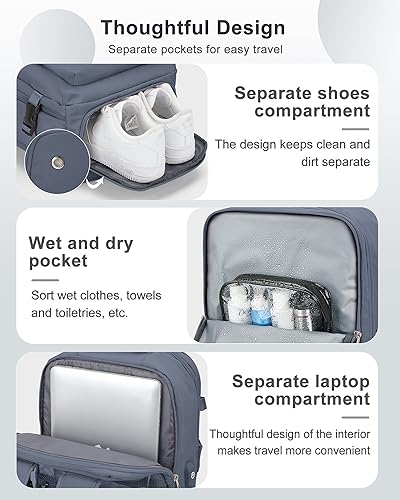 Travel Backpack for Women, Waterproof 14 Inch Laptop Backpack with Shoe Compartment X5408