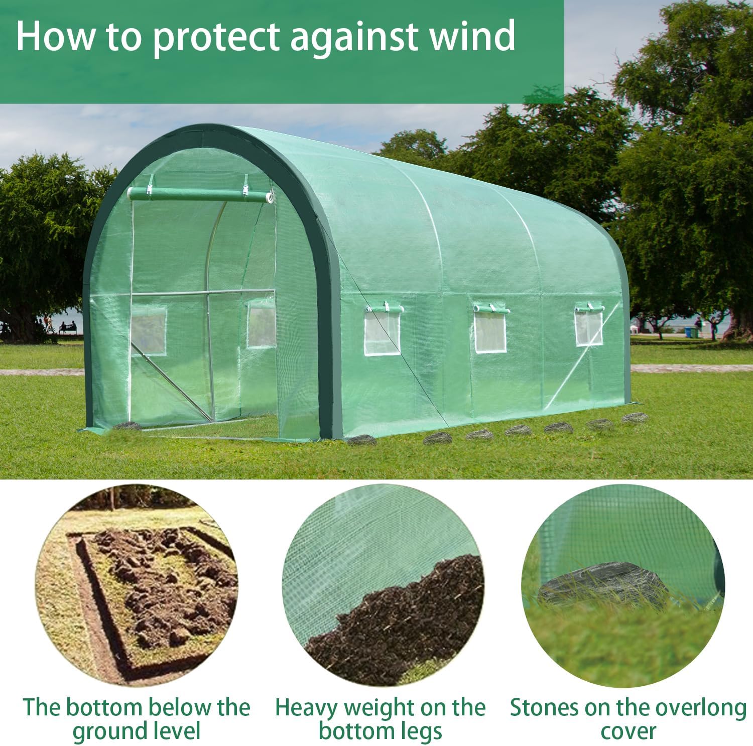Portable Walk-in Tunnel Greenhouse with 2 Zippered Doors K699