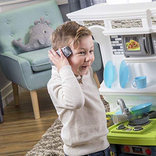 Kids Play Kitchen Set with 20 Pieces, Indoor Outdoor Toy, Blue White Green T389418