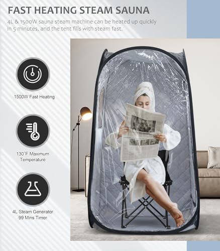 Portable Steam Sauna Tent for 2 Person with 2 Folding Chairs, Indoor Home Spa Relaxation U5689