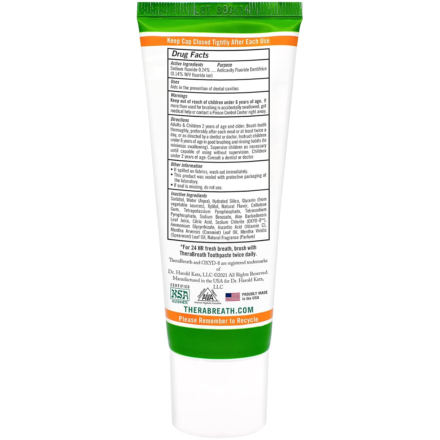 Mild Mint Toothpaste, 4 Ounce (Pack of 2) J161123