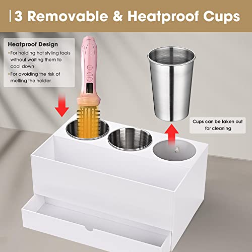 6-Hole Tabletop Blow Dryer & Hair Iron Holder with 3 Outlets, 2 Pack I5386