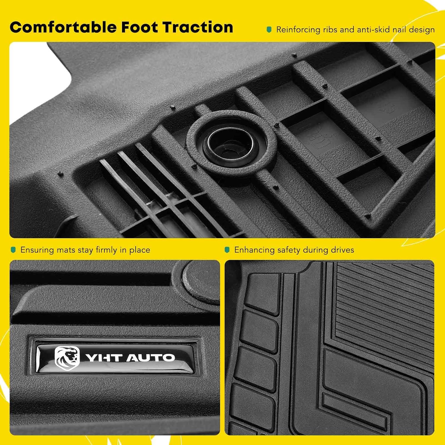 All Weather TPE Car Floor Mats for 2020-2024 Subaru Outback and Legacy, Black Front and Rear Full Set, 3 Pieces L866
