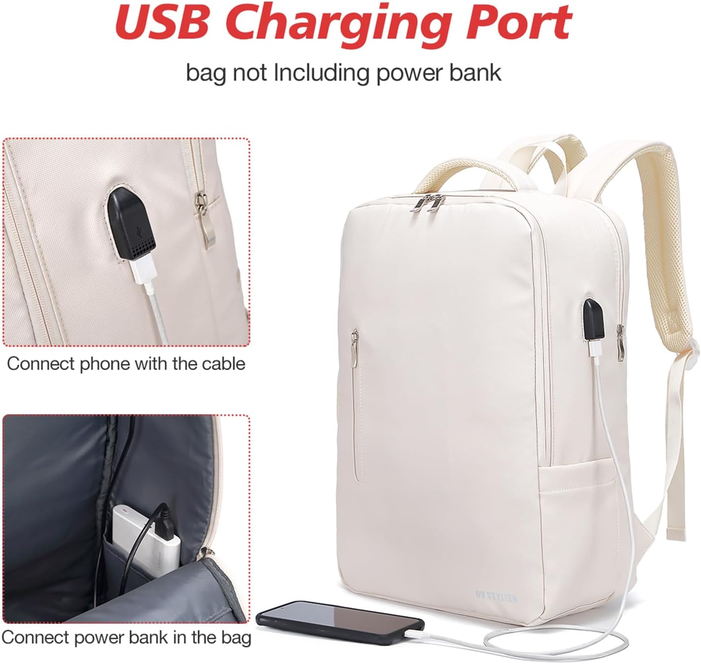 Travel Backpack for Women, Underseat Carry On, Waterproof with Charging Port S3234