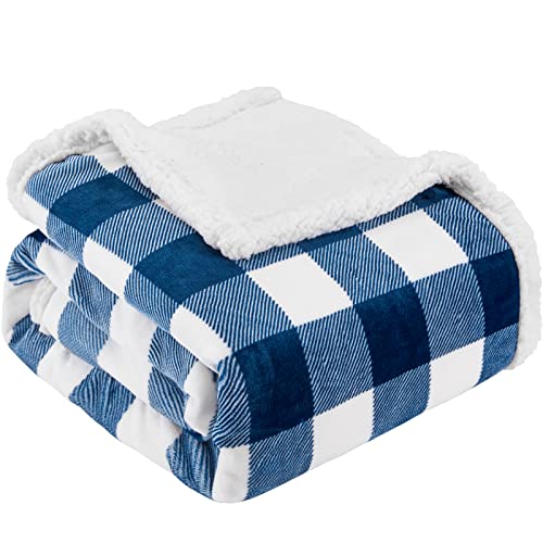 Touchat Sherpa Red and Black Buffalo Plaid Christmas Throw Blanket, Fuzzy Fluffy Soft Cozy Blanket, Fleece Flannel Plush Microfiber Blanket for Couch Bed Sofa (60" X 70")