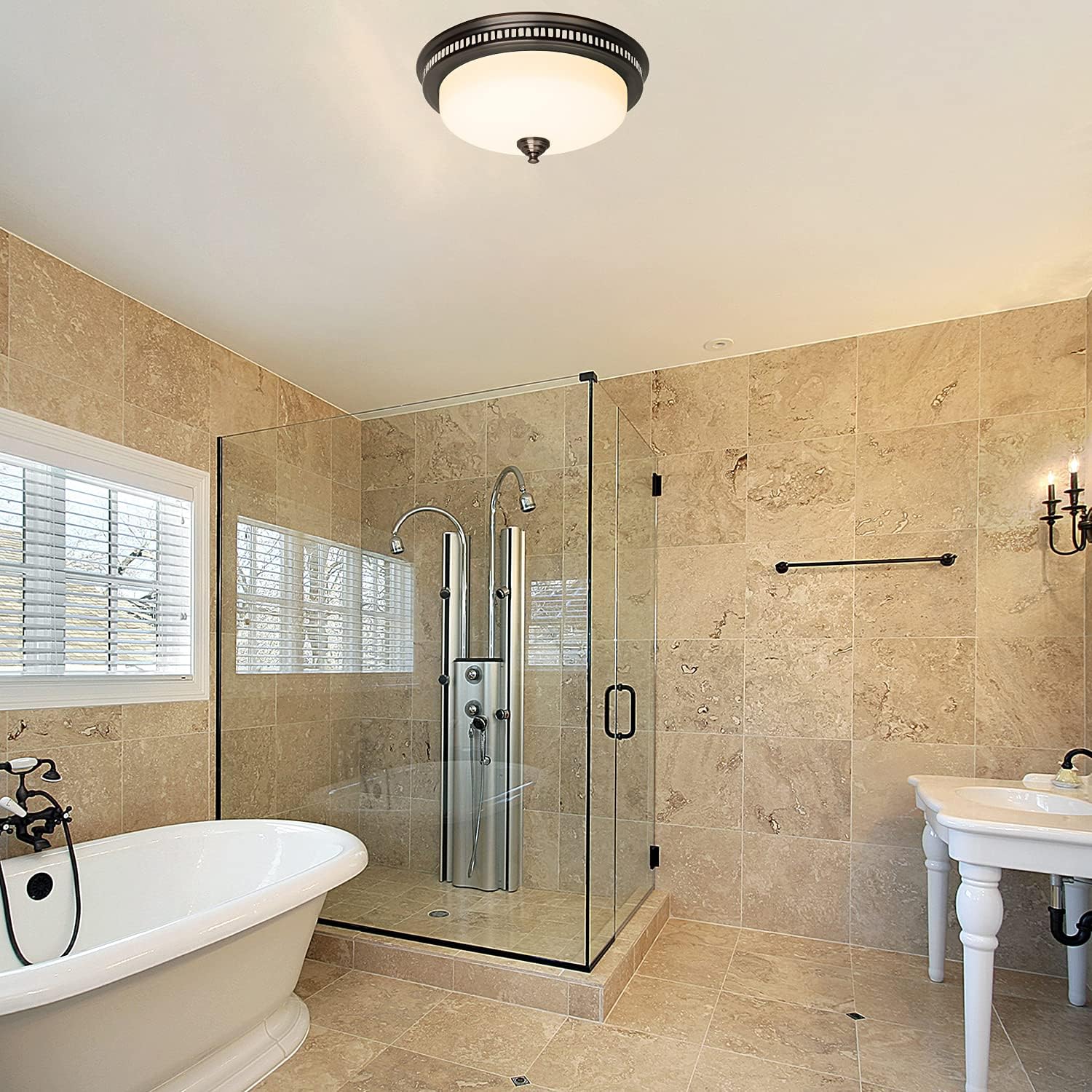 Round Exhaust Bathroom Fan with Warm Light and Nightlight A360