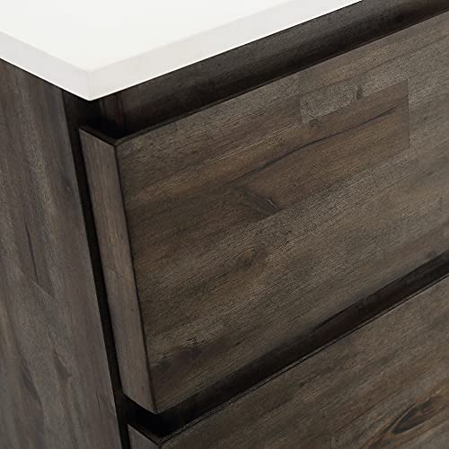 24 Inch Wall Hung Modern Bathroom Vanity with Quartz Countertop and Ceramic Sink Z371