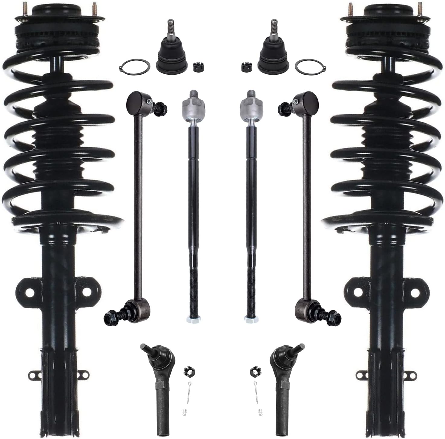 Detroit Axle - Front Struts w/Coil Spring & Sway Bar End Links Kit Replacement for Chrysler Town & Country S Dodge Grand Caravan R/T GT Ram C/V