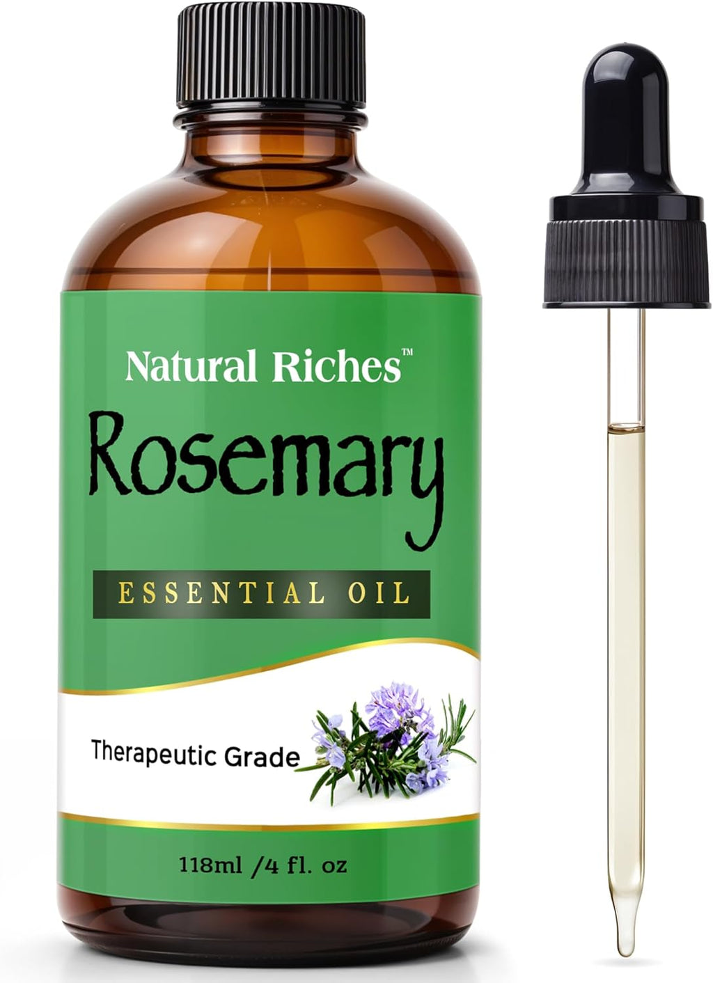 Natural Riches Rosemary Essential Oil | Premium Grade, 100% Natural and Pure Rosemary Oil for Hair Growth Skin, Face, Aromatherapy & Essential Oil for Diffuser | - 4 fl oz