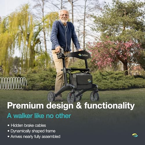 Ultralight Carbon Fiber 4-Wheel Rollator Walker for Seniors, Foldable and Height Adjustable X8080