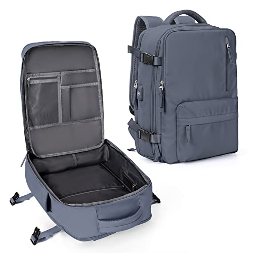 VECAVE Travel Backpack,Carry On Backpack for Women,Airline Flight Approved Waterproof 14 Inch Laptop Backpack with Shoe Compartment Casual Daypack Backpacks PeacockBlue