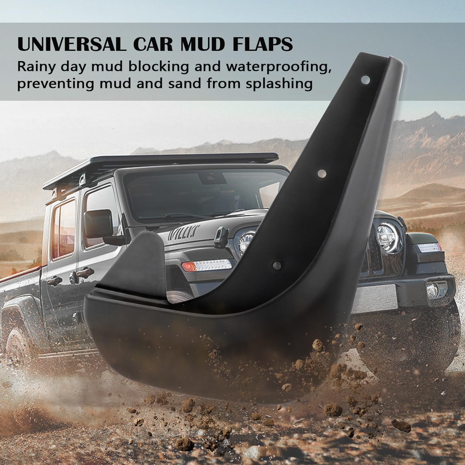 Mud Flaps for Car Truck SUV, Flexible Splash Guards, Black L20387