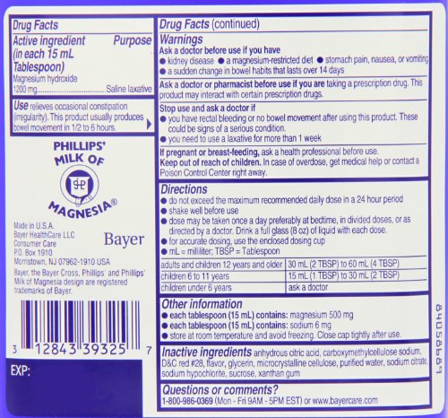 Milk of Magnesia Liquid, 26 oz (Pack of 2) Z6703