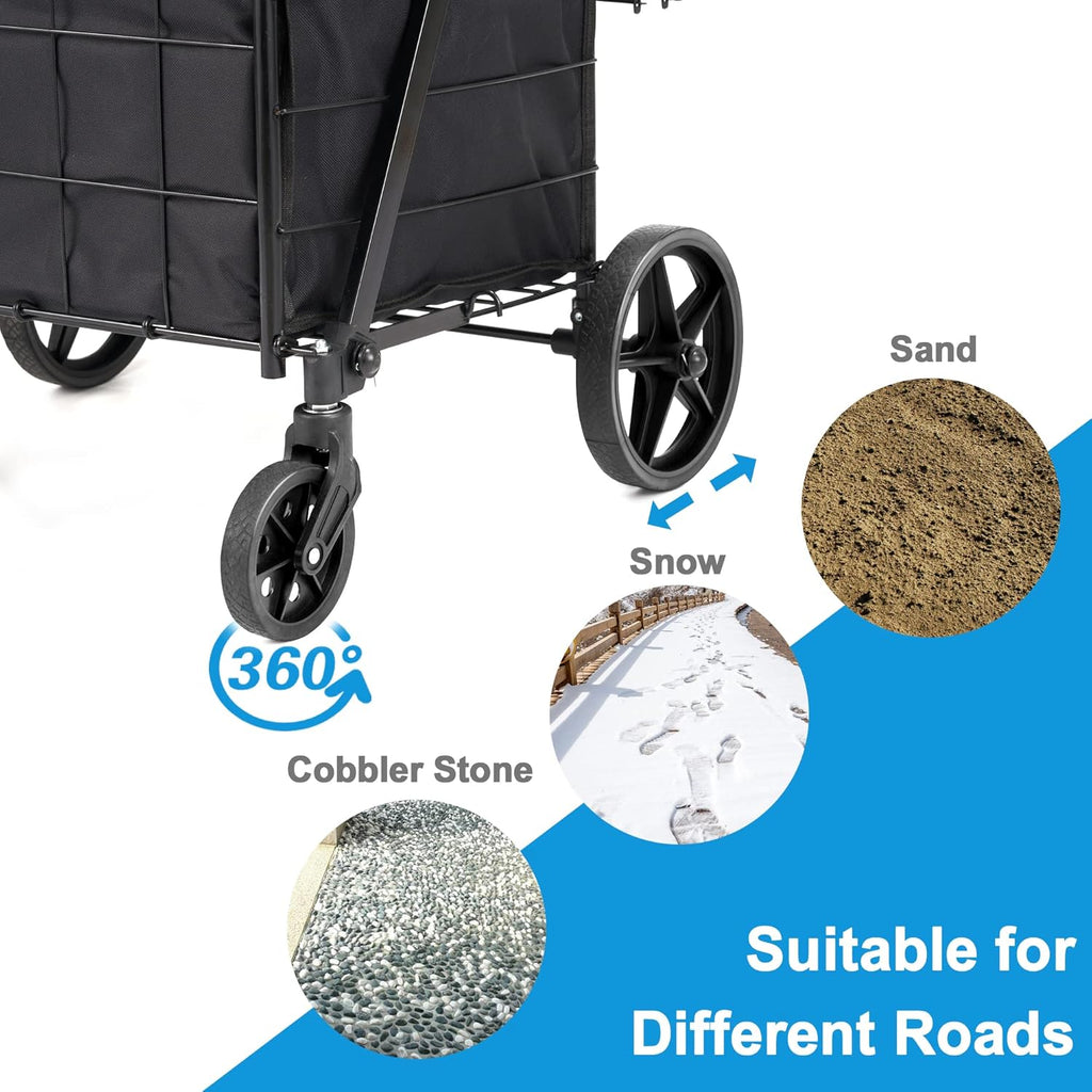 Folding Shopping Cart with Wheels Removable Liner I34891