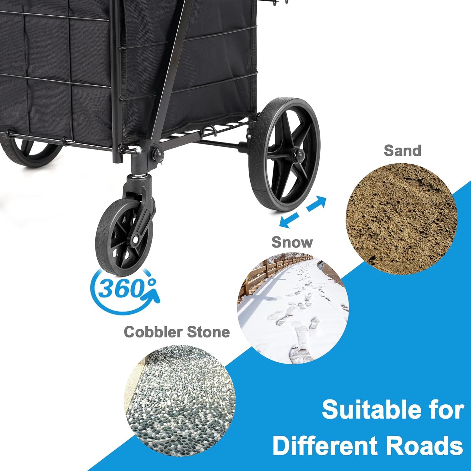 Folding Shopping Cart with Wheels Removable Liner I34891