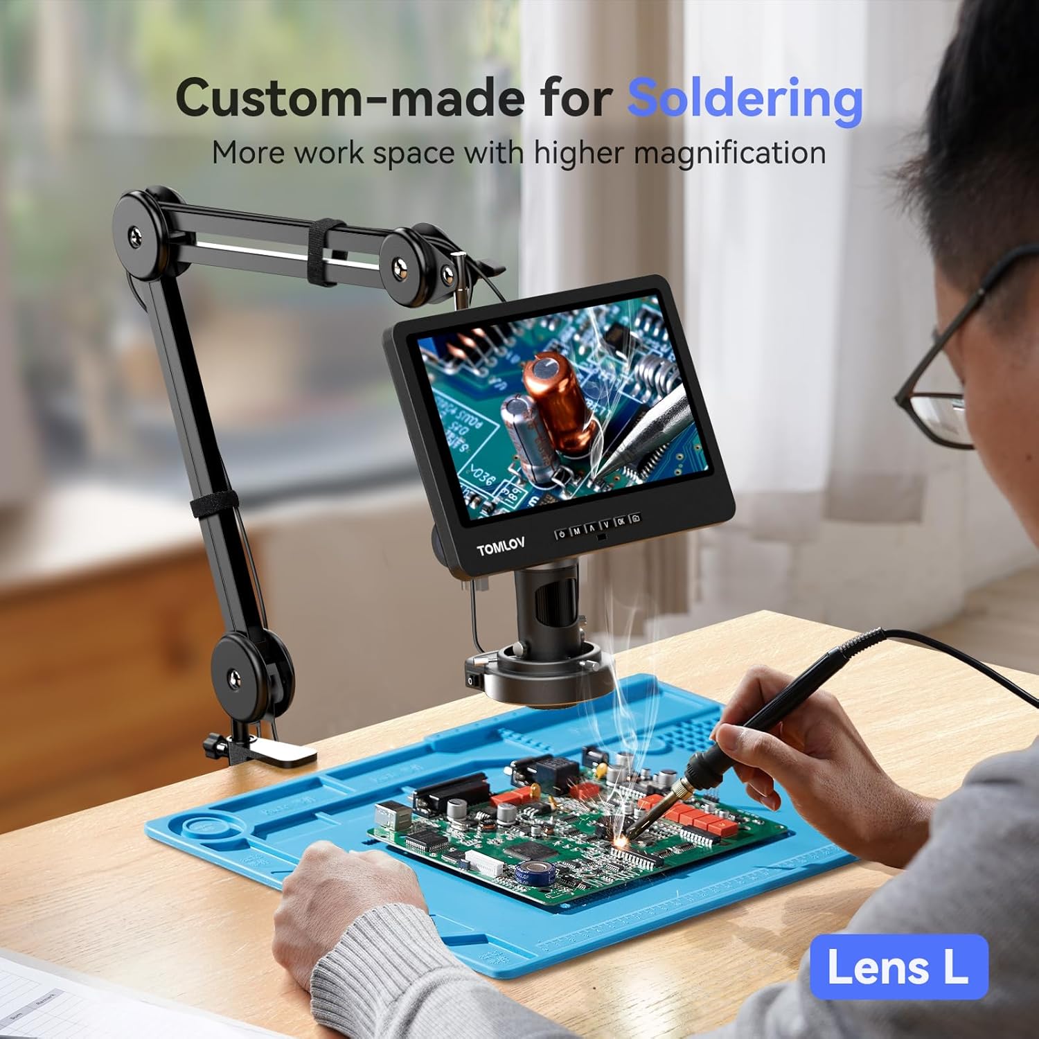 Flex Digital Soldering Microscope 2000x, 10.1" HDMI, 3 Lens, Ring Light, 64GB P111923