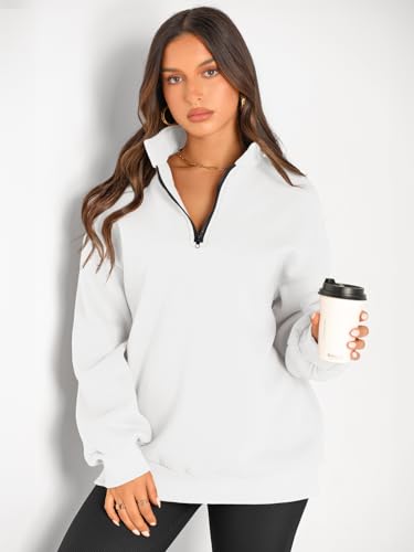 Womens Oversized Half Zip Hoodie Pullover D2860