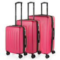 Hard Shell Suitcase Set of 2-4 Double Wheel ABS Luggage Sets 3 Piece with TSA Combination Lock - Resistant and Lightweight Hard Suitcase Set in Small Cabin Size, Medium and Large, Fuchsia