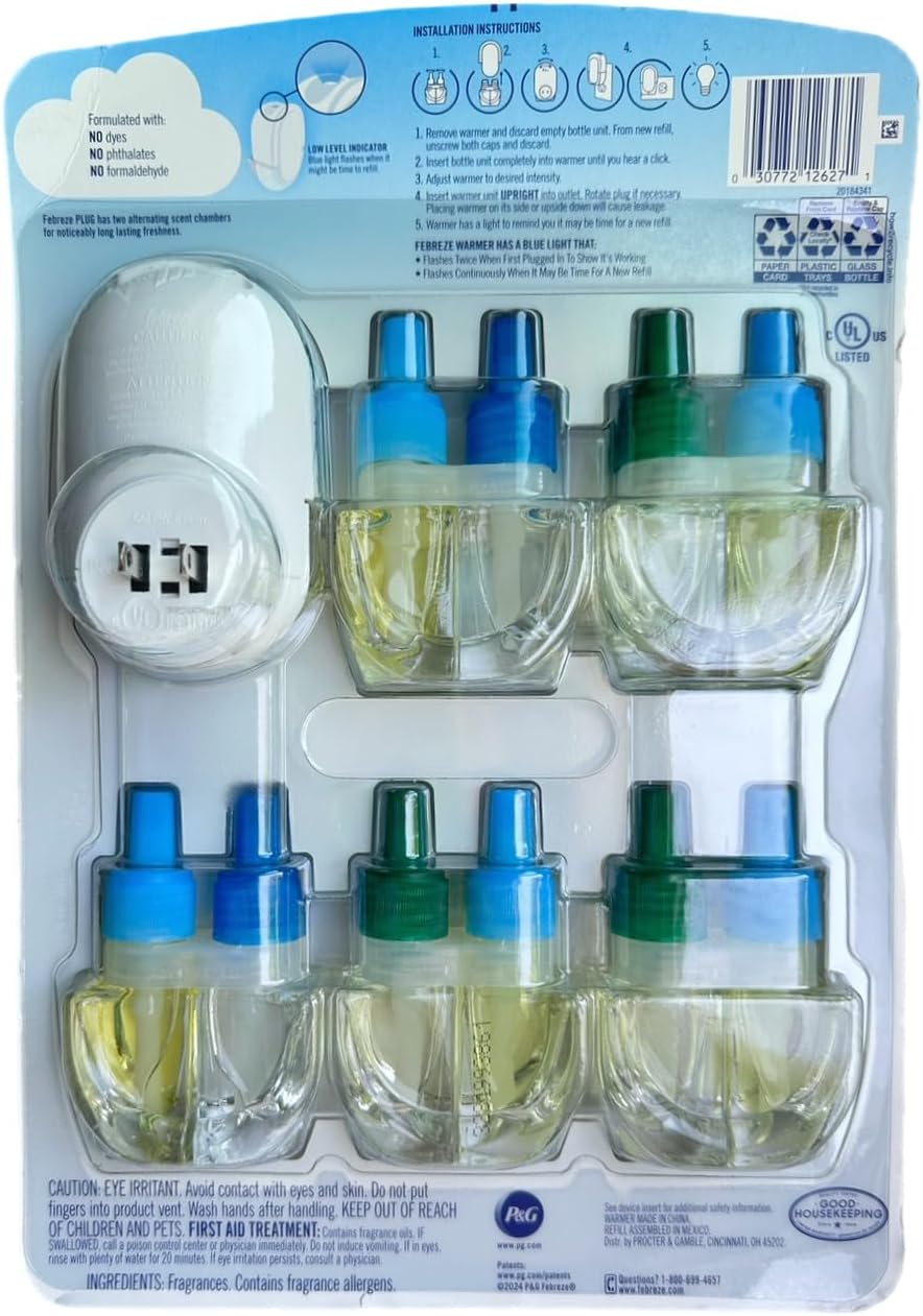 5 Pack refill plugin oil with Breeze & Fresh scent C5643