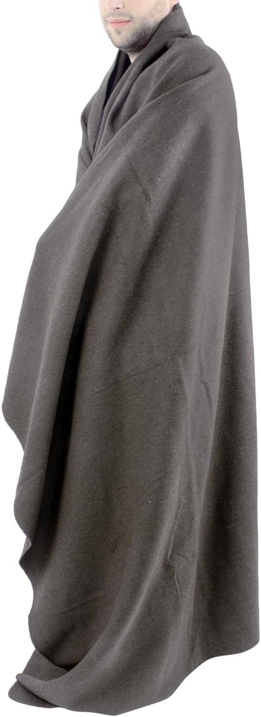 Grey Warm Wool Fire Retardant Blanket, 62" x 80" R6553