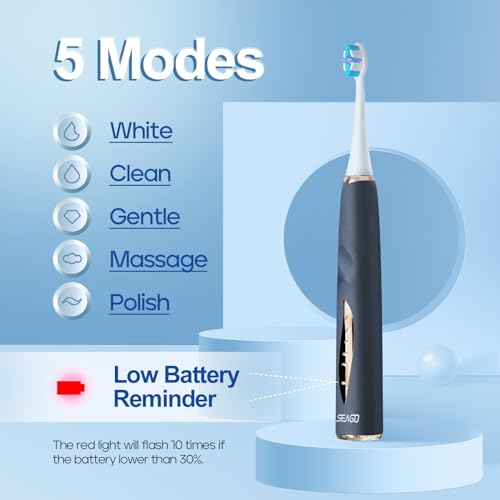 Rechargeable Electric Toothbrush for Adults with 8 Brush Heads and 5 Modes D33384