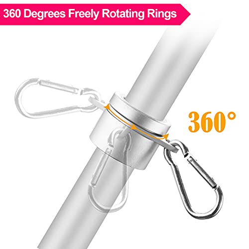 1" Flag Pole Rings, 2 Pcs Anti Wrap Swivel Clips, 360° Rotating Aluminum Mounting Rings M673