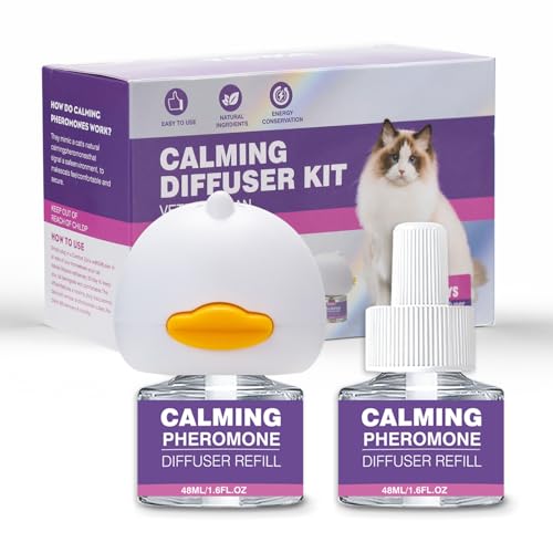 Cat Calming Pheromone Diffuser Effectively Relieve Anxiety Stress Cat Calming Diffuser Comfort for Cats Refill Reduce Fighting Spraying and Scratching Calm Relaxing 48ml/Bottle Fits All Cats