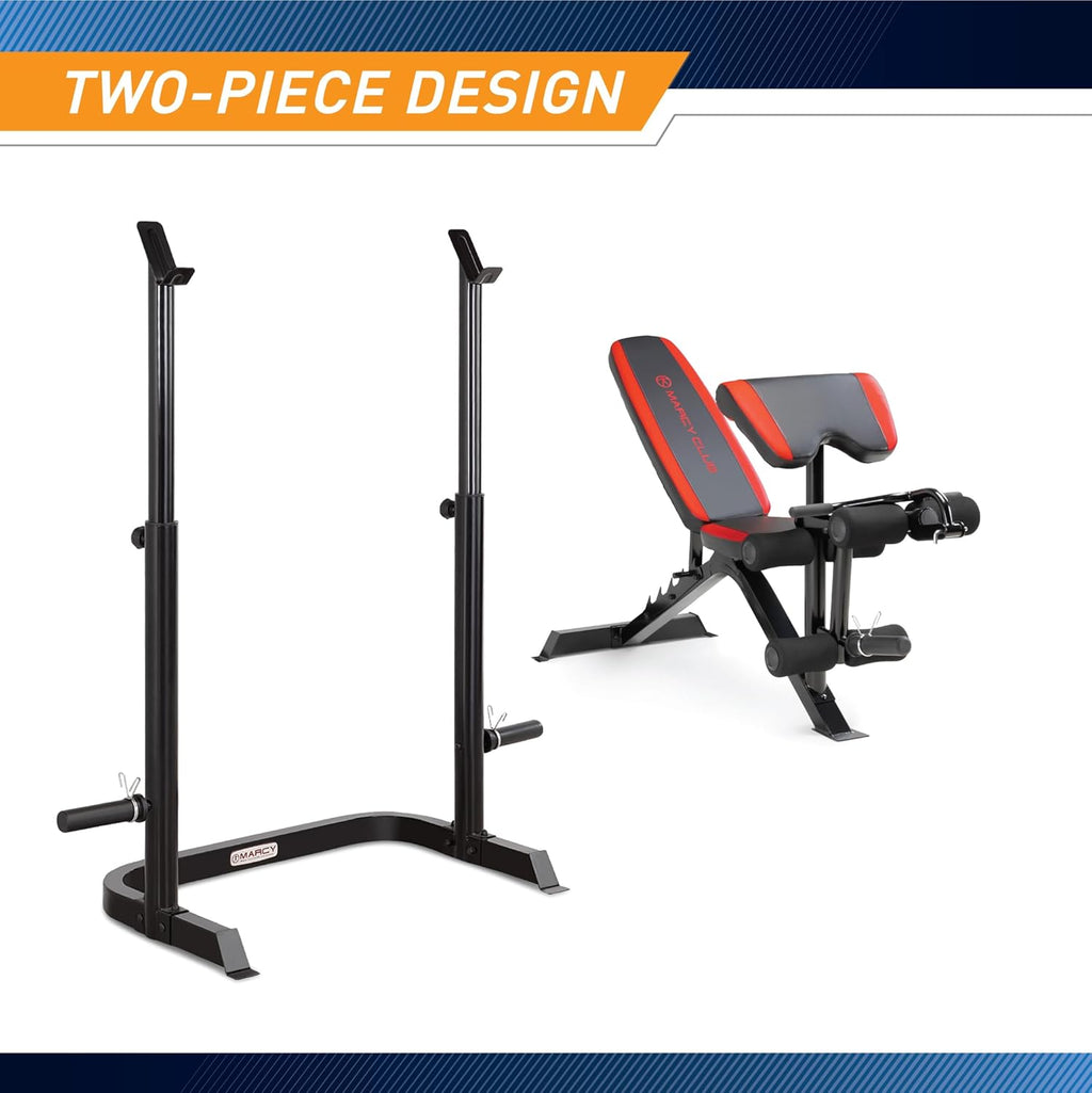 Adjustable Olympic Weight Bench with Leg Developer and Squat Rack B25420
