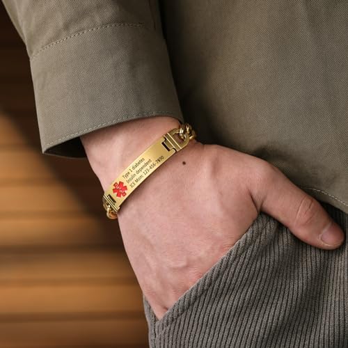 Engraved Medical Alert ID Bracelet for Men S6990