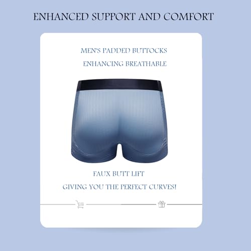 Men's Mesh Shapewear Boxer Briefs with Butt Enhancing Pads W939