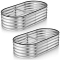 Galvanized Raised Garden Beds Outdoor // 8×4×1 ft (2-Pack) Planter Raised Beds for Gardening, Vegetables, Flowers // Large Metal Garden Box (Silver) // Tool-Free Assembly