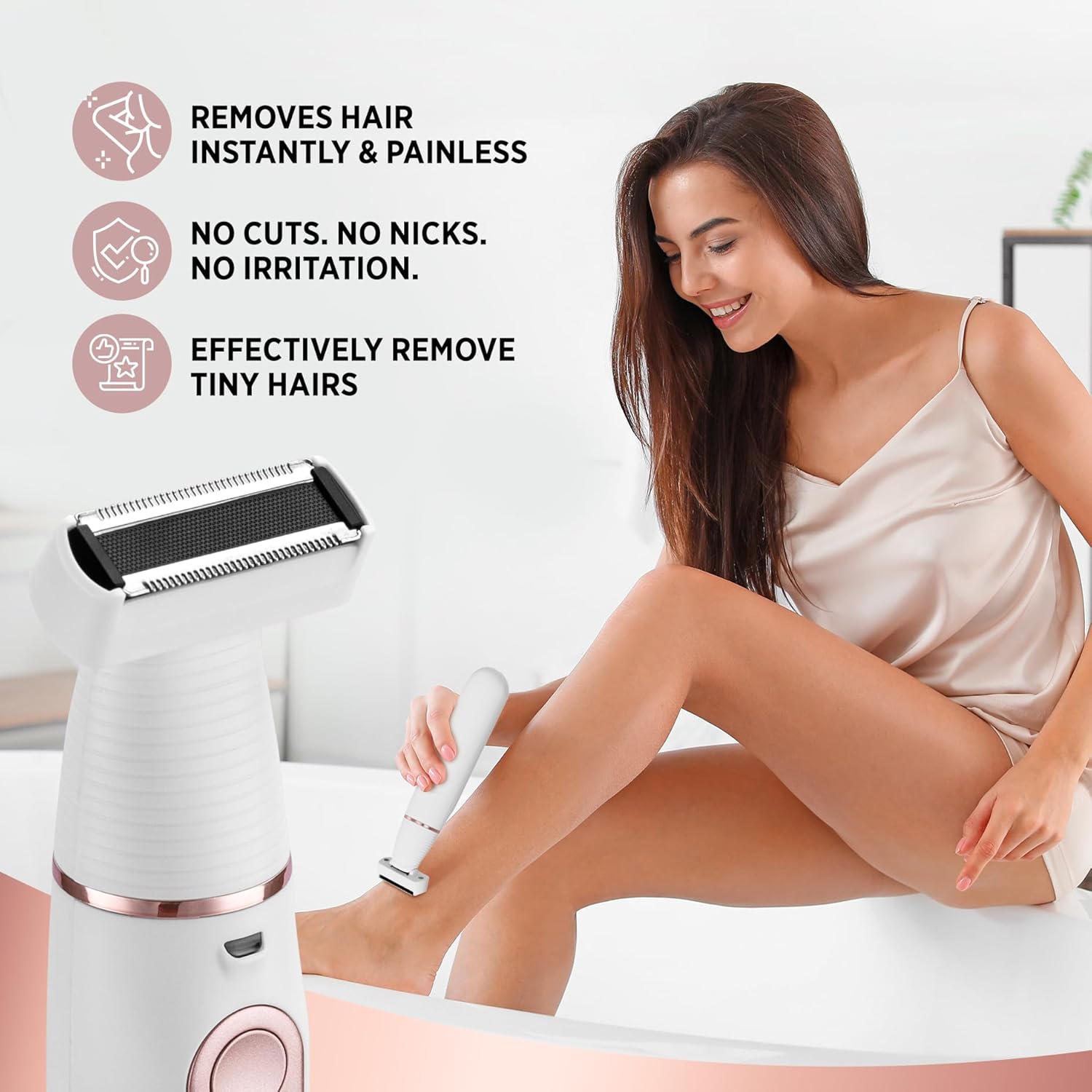Bikini Trimmer for Women, 2-in-1 Rechargeable Waterproof Razor D82841