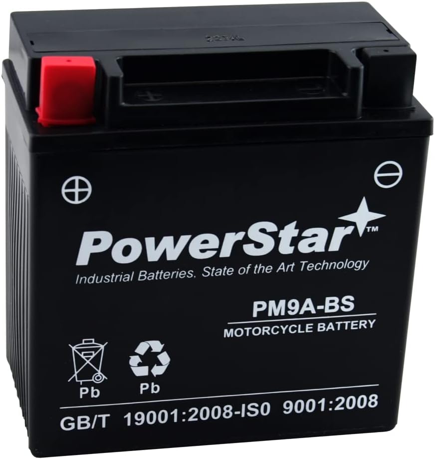 PowerStar PM9A-BS High Performance Power Sports- Maintenance Free - Sealed AGM Battery Motorcycle Battery for YTX9A-BS YAMAHA 200 YCS1 68