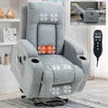 STARSKY Power Lift Recliner Chair for Elderly with Heated and Massage, 8-Point Vibration Massage and Lumbar Heating, USB Charging Port, Cup Holders (Grey)
