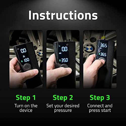 Tire Inflator Portable Air Compressor with Power Kit for Car, Motorcycle, Bicycle J962